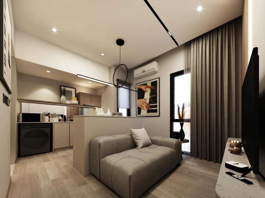 Type A living, dining and kitchen interior